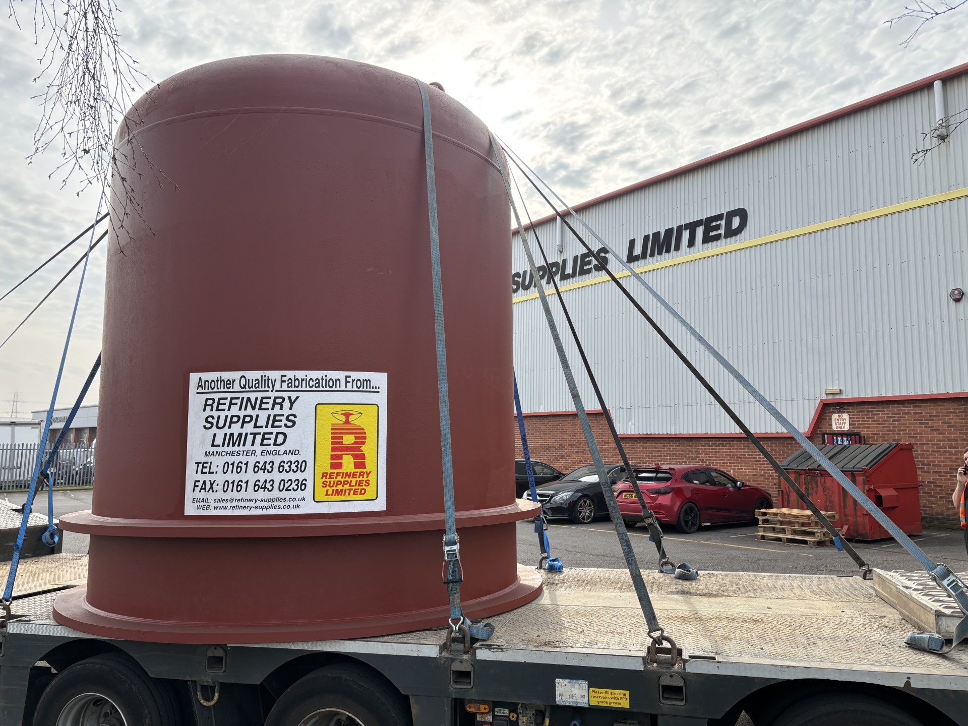 Large fabricated refining kettle ready for delivery from Refinery Supplies