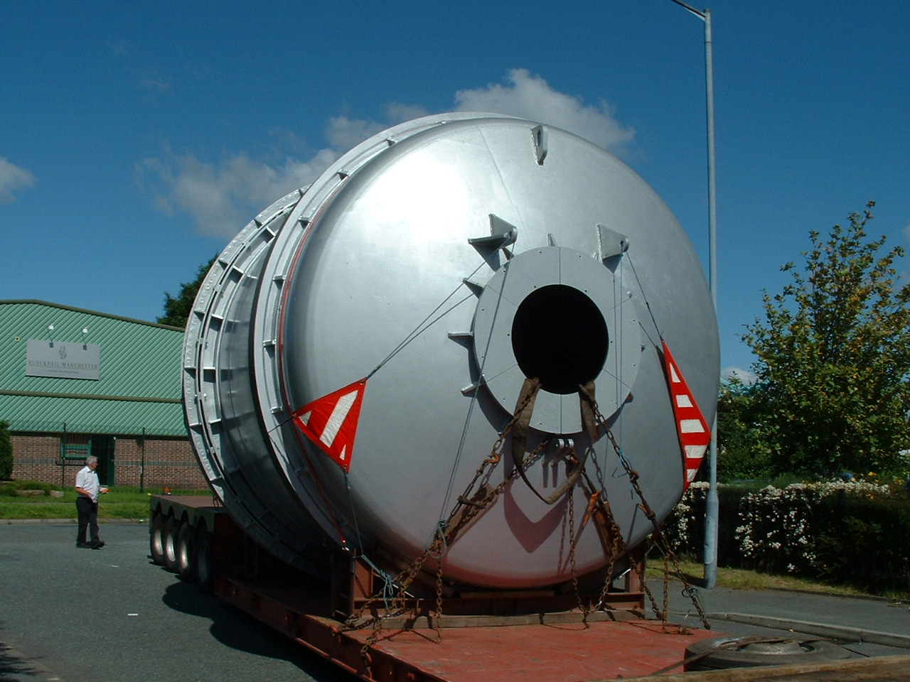 Large rotary furnace manufactured by Refinery Supplies and prepared for road transport